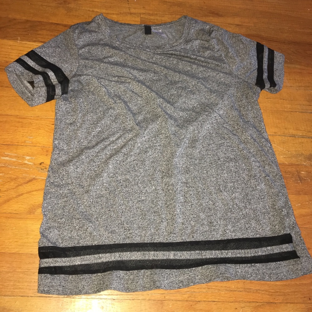 H&M Grey and Black Striped Top